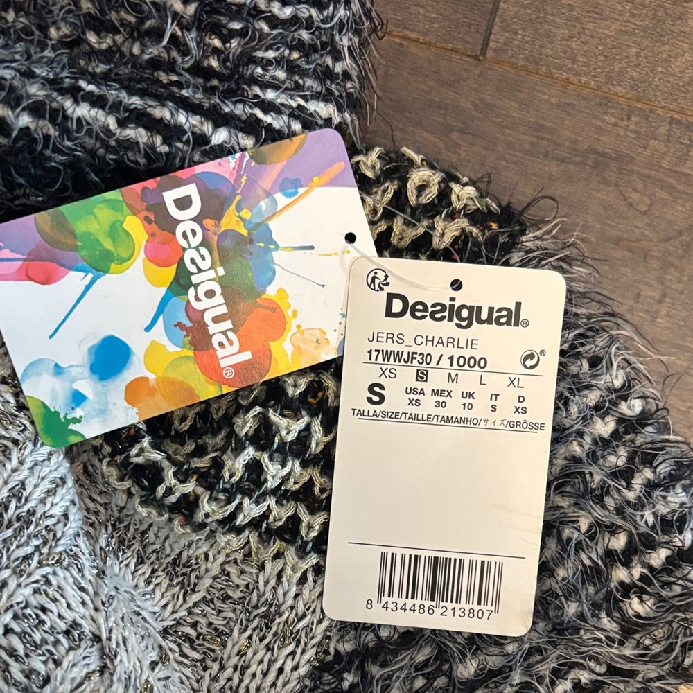 Desigual Black and Gray Patchwork Turtleneck Swea… - image 4